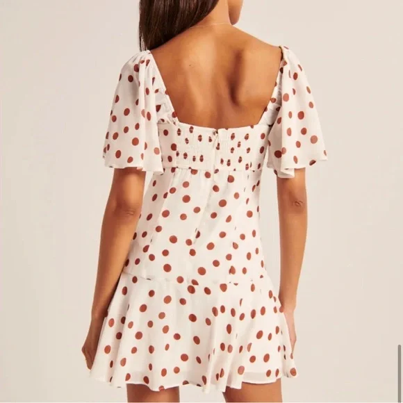 COPY - Abercrombie Flutter Sleeve keyhole minidress polka dots size XS - Picture 2 of 4